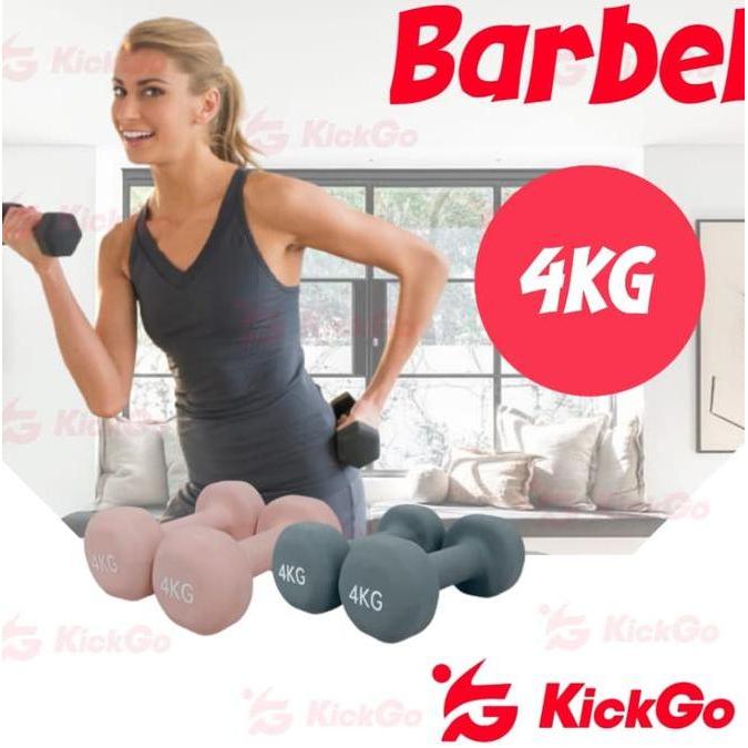(Best) KickGo Dumbbell 4kg Barbel 4 Kg BARBEL Neoprene Barbel 4Kg Barbel Vinyl Anti slip 4kg premium