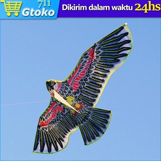 1,7 meter Layangan Elang Jumbo Lukis Kain Layang Elang Mainan Layangan Layangan Jumbo motif elang ma