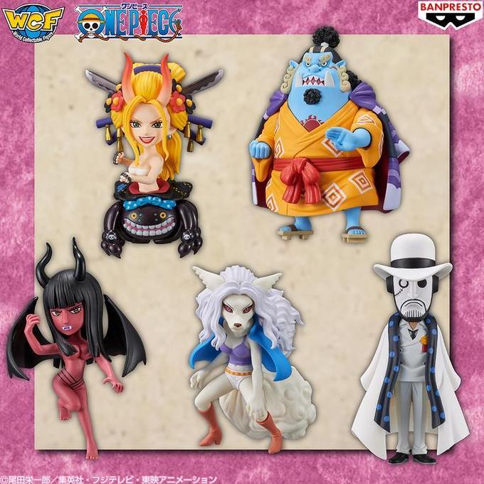 mainan - WCF One Piece Wano Kuni Onigashima 6 Japver Original (Black Maria Jinbe Robin Wanda Sulong 