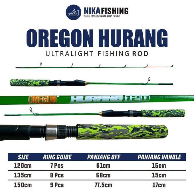Joran Pancing Udang Oregon Hurang 100 120 135 150 Lentur Material Fiber Solid Alat Mancing Ikan