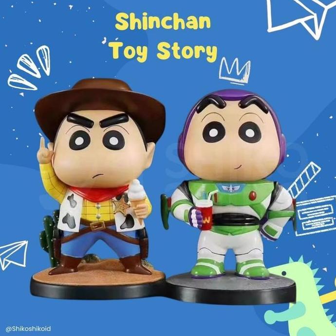 mainan - FSCtys Figure Shinchan x Toy Story Buzz Light year Woody Action Figur COS ToyStory Diskon