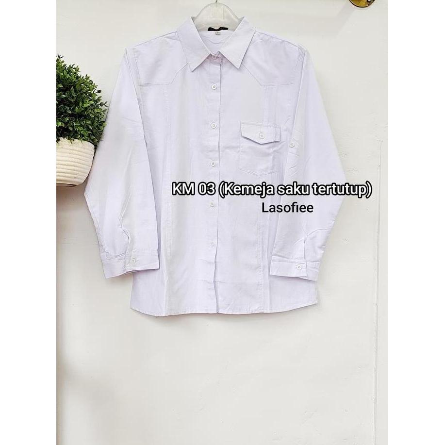 Girls- Lasofiee Sofi - 3 Kumpulan Kemeja Ospek Putih Bersih Bb35-110Kg Baju Atasan Nita Kantong Panj