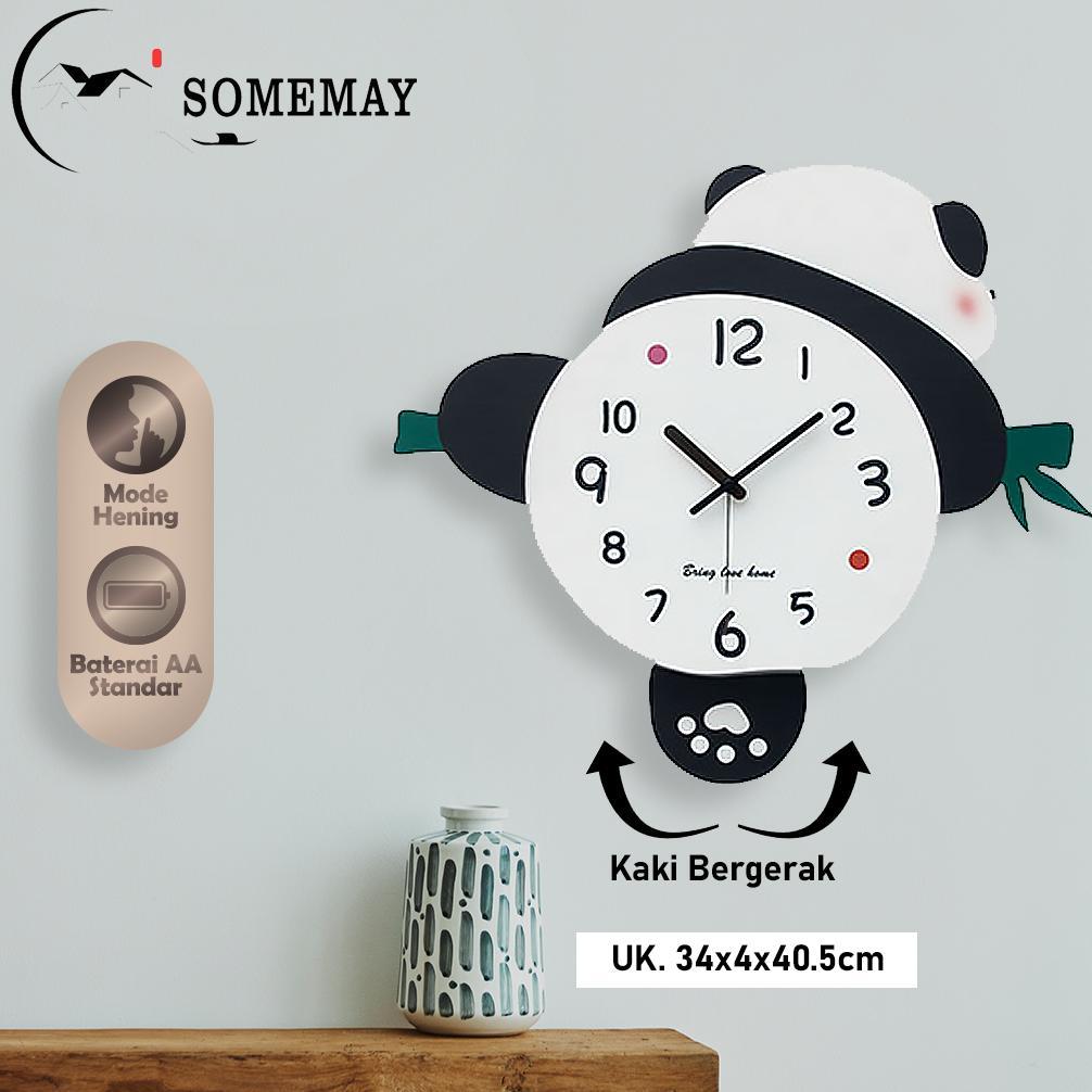 SOMEMAY Jam panda bisa goyang MD45/ Jam dinding /Jam dinding aesthetic / Jam dinding tempel