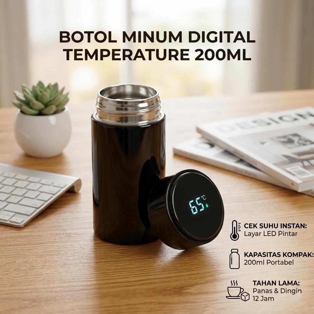 WTRNET Botol Minum Termos LED Digital Temperature Stainless 200ml - LZ120