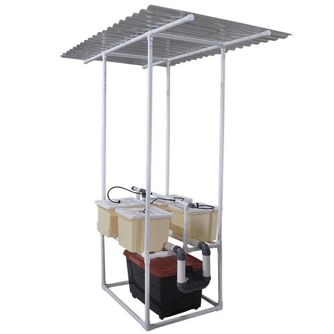 Jirifarm Paket Starterkit Hidroponik Dutch Bucket 4 Pot Atap Solartuf