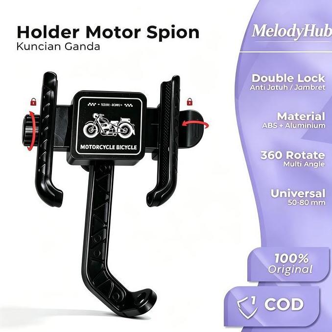 CODHolder HP Motor Spion Double Lock Anti Jambret 360 Rotasi Anti Maling Anti Jatuh Stabil
