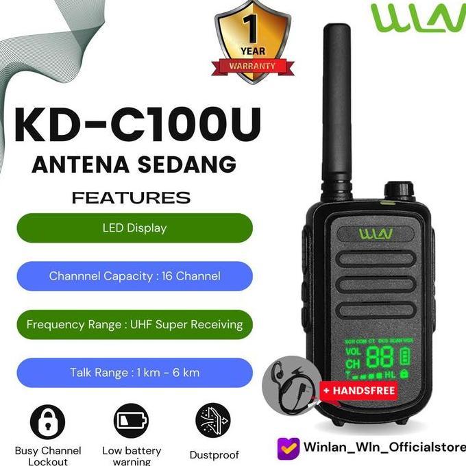 BIG SALE - HT Satuan Walkie talkie KD - C100U Two-Way Radio WLN Layar LED + HF