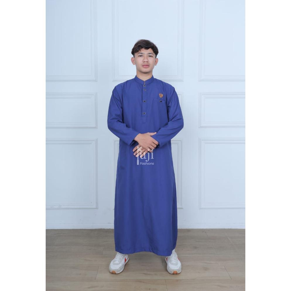 promo terbaru gamis pria dewasa kancing sultan dubai - jubah saudi putih polos lengan panjang bahan 