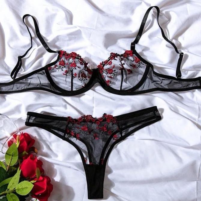 Cute- Bra Set Sexy Transparant 21116 Bunga