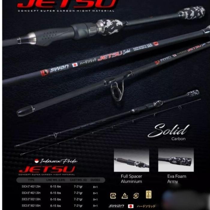 Joran Sambung 2 Swan Jetsu 120 135 165 180 JS Carbon Solid 6-15LB