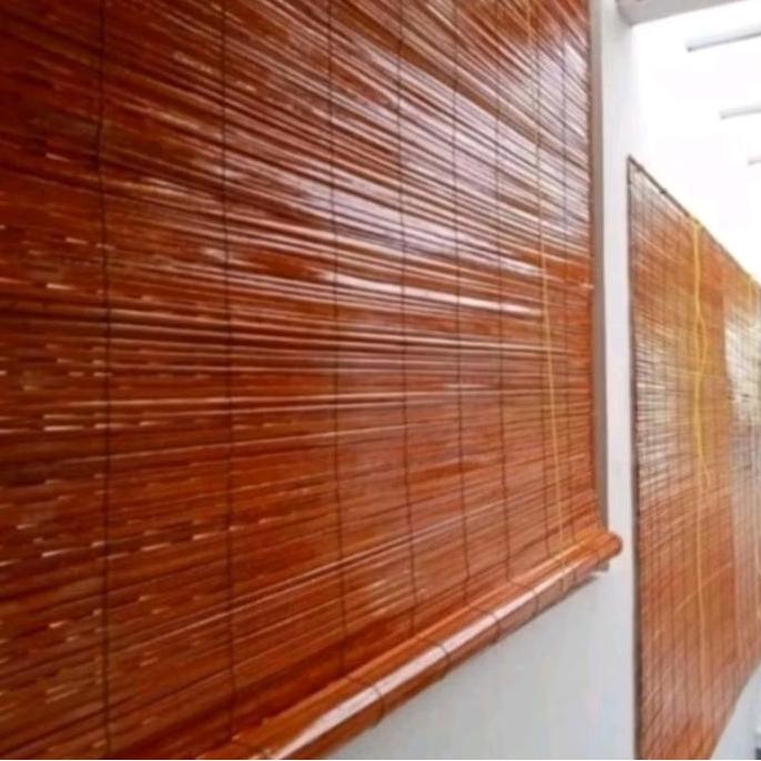 tirai krey rotan lunjong outdoor 2x2m + tali penggulung