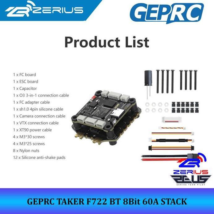 GEPRC TAKER F722 BT 8Bit 60A 30x30 FC ESC Stack 3-6S, Bluetooth FC BLS 4in1 ESC
