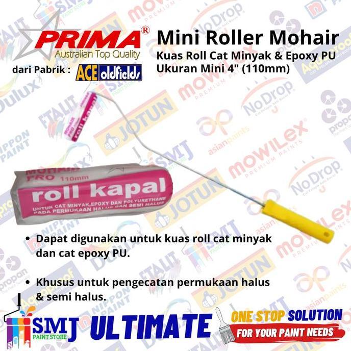 Kuas Roll Kapal (Mini Roller) Prima Mohair dari ACE Oldfields 110mm
