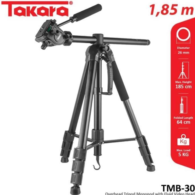 Takara TMB-30 Flatlay Tripod Monopod with Fluid Video Head TMB30  TMB 30 RESMI