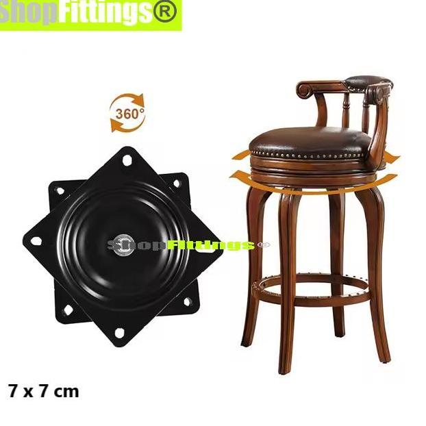 Mini Kolaher Ring Meja Etalase Kursi Gas Putar Besi Kotak Hitam 7 x 7 Cm