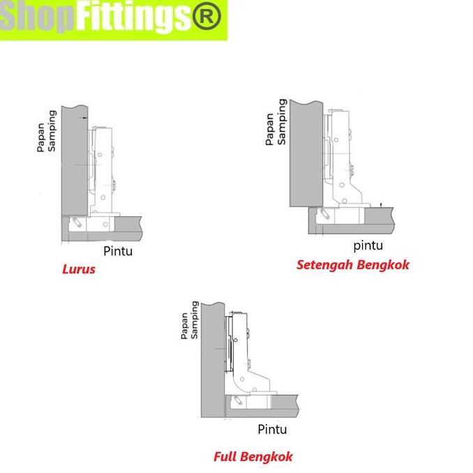 Engsel Sendok Kecil Pintu Lemari Dapur Mini Small Hinges 26mm NON Slow Motion x 1psg