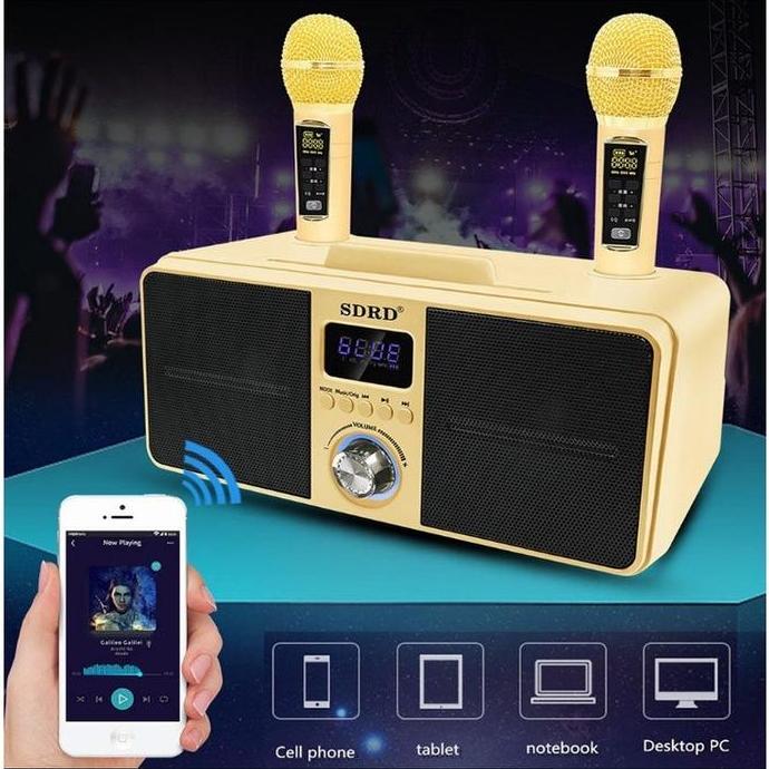 Speaker SDRD Karaoke 2 MIC Portable Wireless Bluetooth SD-306 SD 309