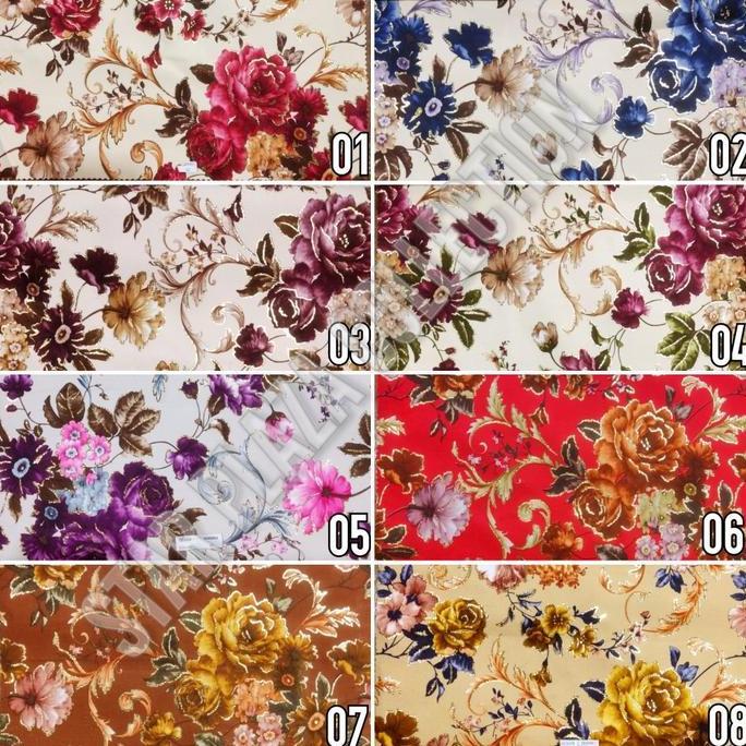 Kain Beludru Tebal Meubel Sofa / Kursi Motif Bunga Kembang - Manali