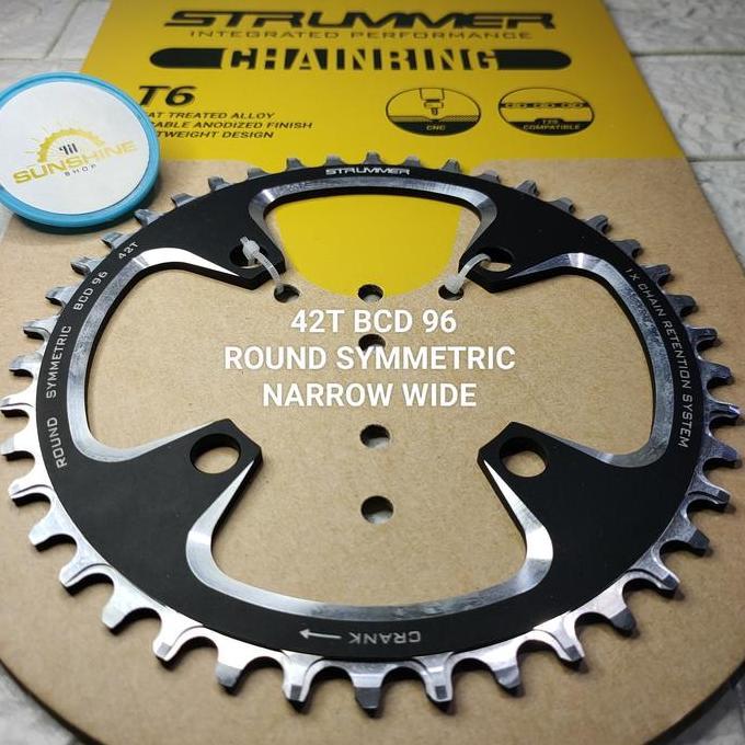 Chainring Crank STRUMMER 40T 42T BCD 96 ROUND SYMMETRIC CNC Narrow Wide Sepeda MTB Roadbike