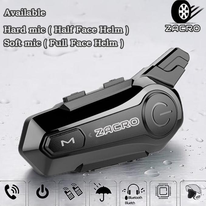 ZACRO E1 Intercom helm Bluetooth 5.0 FM Radio intercom dua arah
