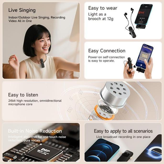 Comp- Netpac K3 Mic Lavalier Wireless | Mic Jepit Bluetooth Soundcard | Untuk Gaming Stream Vlog | R