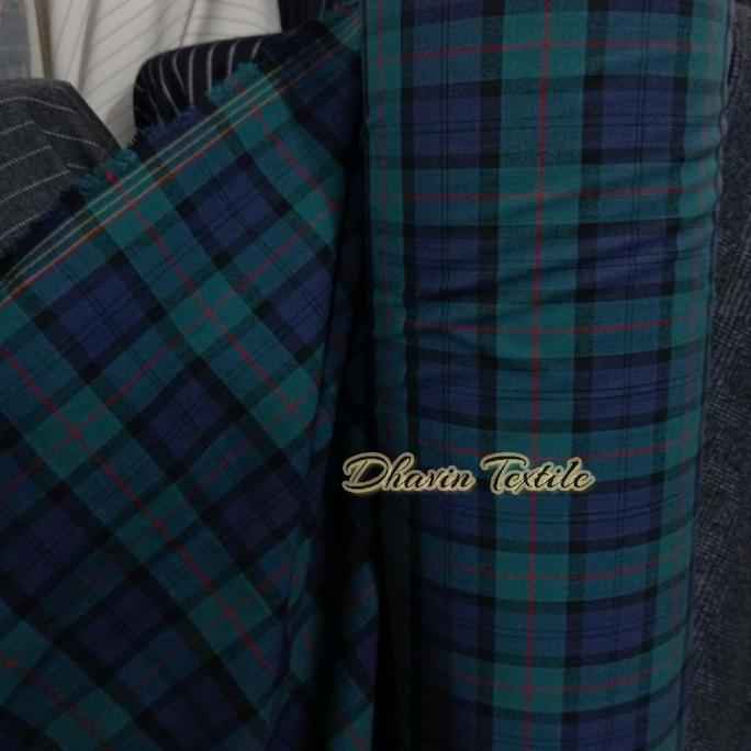 DS174 - Bahan / Kain Semi Wool Kotak / Kain Jas Celana Blazer Semi Wool Kotak ( Per 50 Cm)