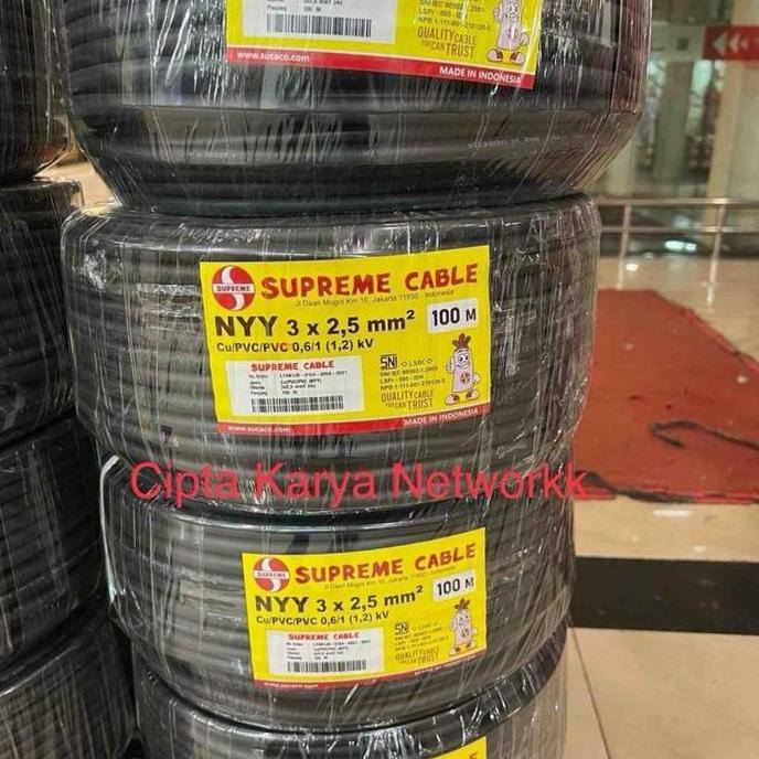 Promo Kabel Supreme Nyy 3x2,5 MM / Supreme Nyy 3x2.5 100m Engkel Hitam / NYY 3X2.5 MM SUPREME / NYY 