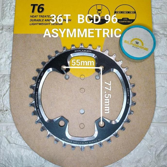 Chainring Crank Asymmetric Bcd 96 Strummer 36T 38T 40T Narrow Wide Round Alloy Cnc
