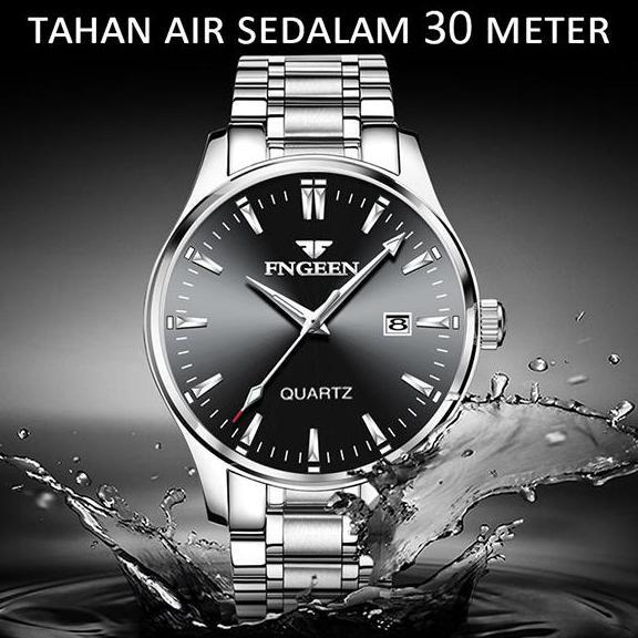 Clock- Fngeen 2111 Jam Tangan Pria Anti Air Bisnis Fashion Meh Stainless Steel Quartz Terproof Tches