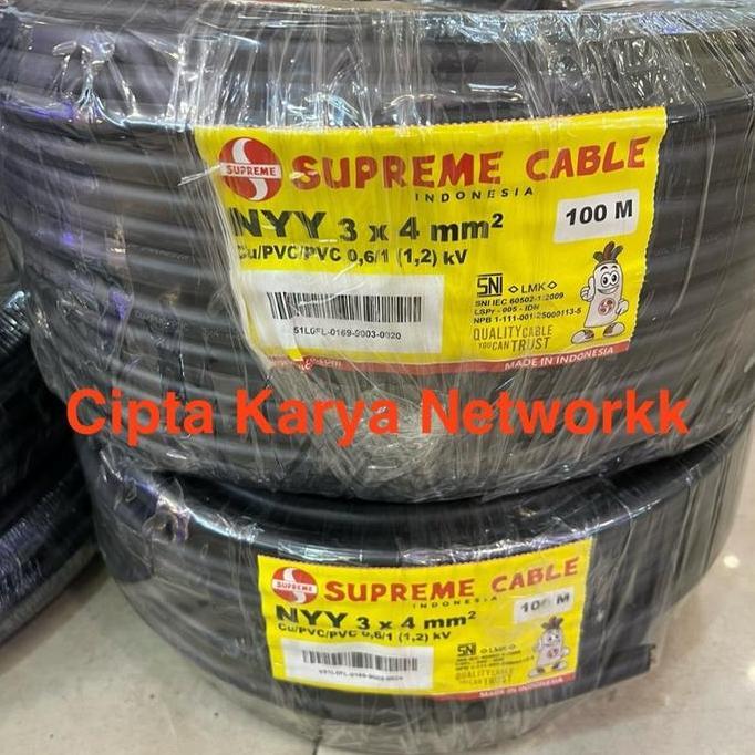 Promo Kabel Supreme NYY 3x4Mm 100m Engkel Hitam / Nyy 3x4 Supreme Diskon