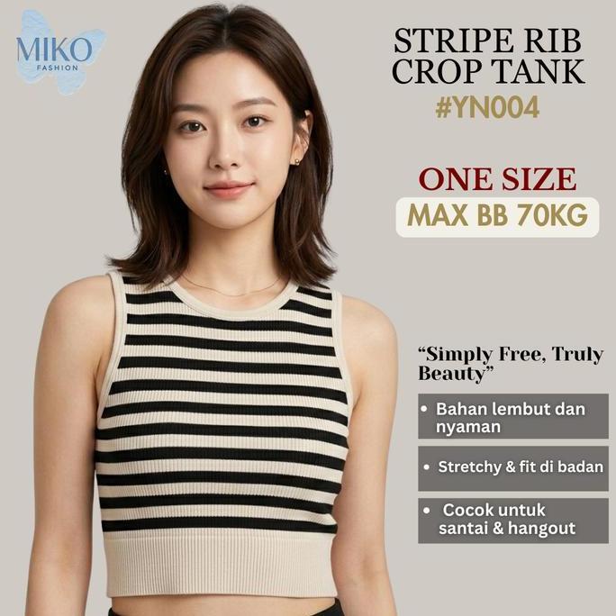 DF70 - MIKOFASHION - MIKOFASHION - Atasan Wanita Crop Top Tanktop Motif Salur Tanpa Lengan Casual / 