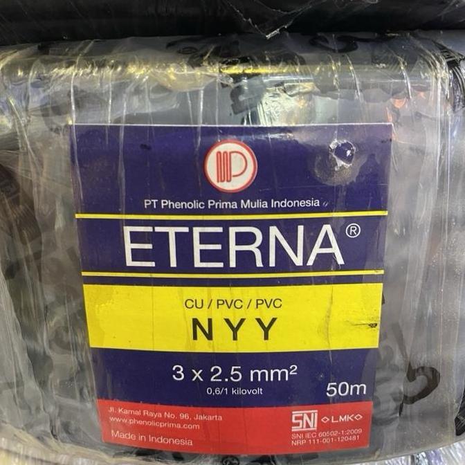 Promo Kabel NYY 3X2.5 mm ETERNA @50m / NYY 3 X 2,5 / HITAM KAWAT Diskon