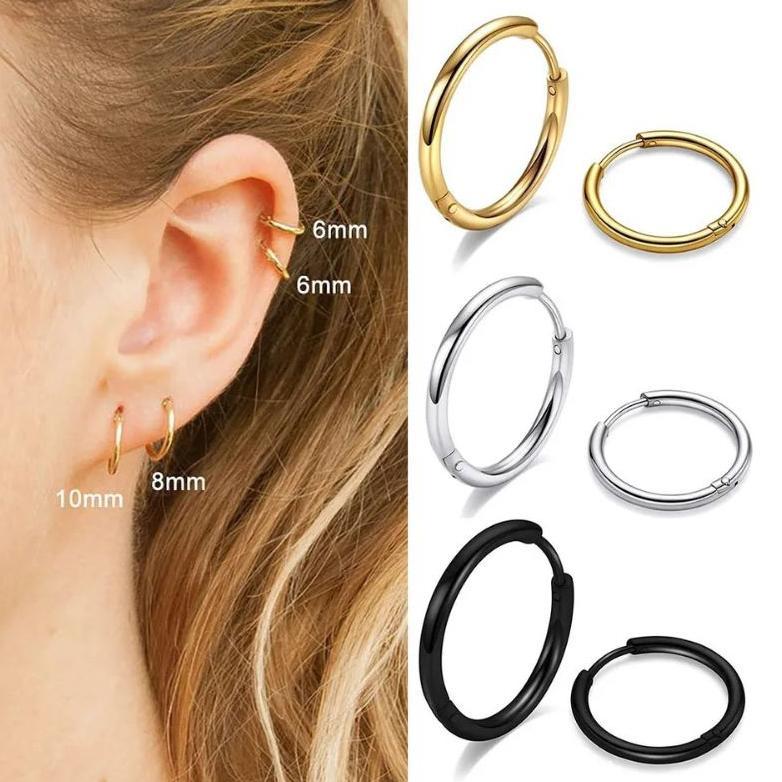 terbaru sepasang 2 pcs anting hip hop-anting bayi-anting hoop-hoop earing-anting lingkaran-anting pu