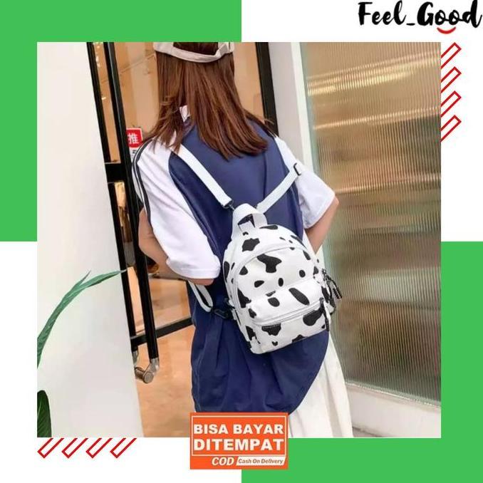 Shebag- Tas Ransel Mini Motif Sapi Tas Ransel Modis Tas Remaja