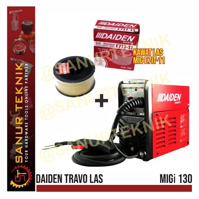 (PAKET) TRAVO LAS DAIDEN MIGI 130 2T/4T + 1KG DAIDEN KAWAT LAS
