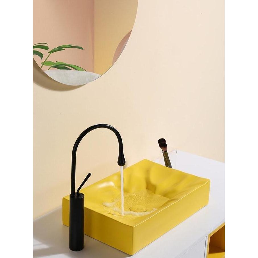 HARGA DISC - Benjamin Designer Basin With Elegant Textured Finish - Emerald Green & Sunflower Yellow