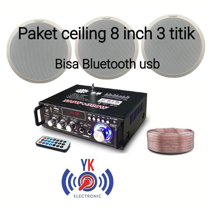 paket speaker plafon 3 titik 8 inch ceiling speaker bluetooth