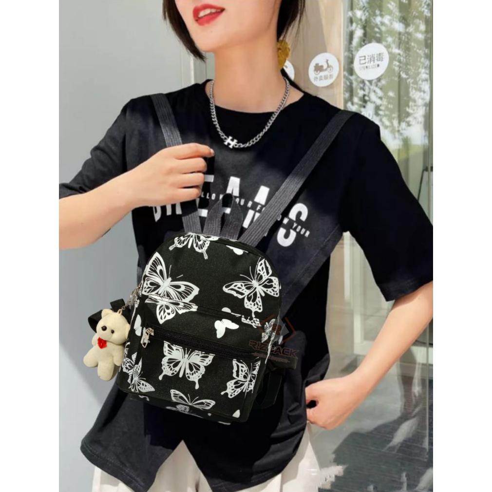 LIMITED TAS RANSEL MINI WANITA / TAS SELEMPANG & BAHU WANITA MOTIF KUPU-KUPU TAS RANSEL MINI MOTIF S