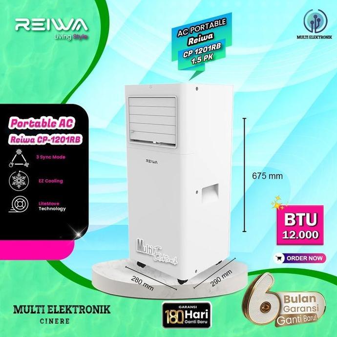 (Best) Reiwa AC Portable 1.5 PK CP-1201RB 12000 BTU dengan 3 Sync Mode & EZ Cooling