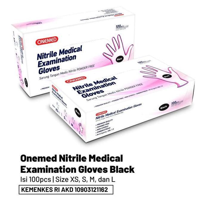 Onemed | Sarung Tangan Nitrile Powder Free Black | Nitrile Gloves