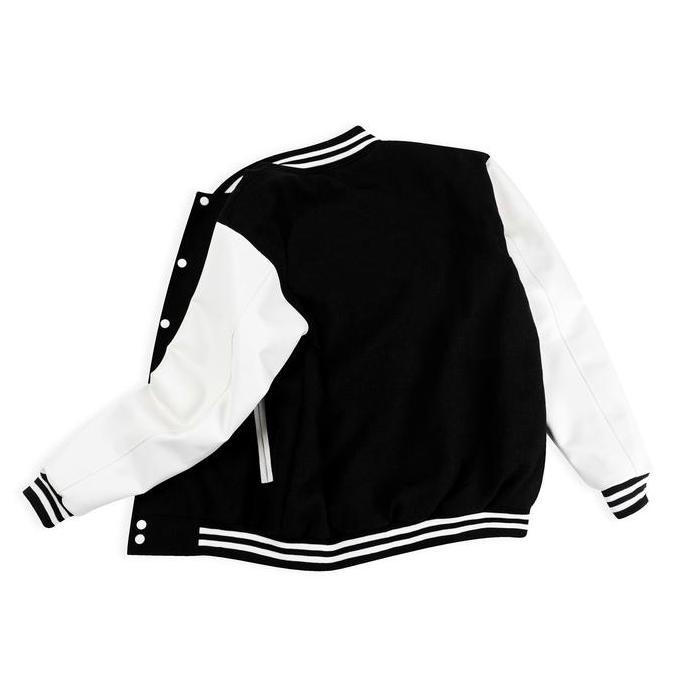Hombre- New- Eternalworks Varsity Jacket Black White Jaket Varsity