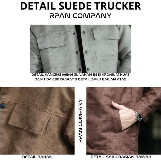 Hombre- New- Trucker Suede Jacket Rpan Company / Jaket Suede / Suede Shirt Jacket / Jaket Brooklyn.