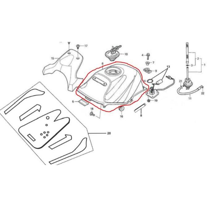 Cover Body Tangki Bensin Viar Vix R 150 cc Tank Comp Fuel Vixr 150 cc