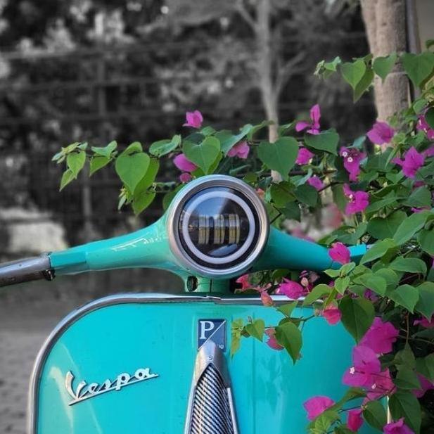 Lampu LED Daymaker Vespa Super 66 Stang Bulat Original Grade Impor
