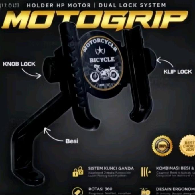 HOLDER PHONE SPION MOTOR DOUBLE LOCK ANTI JAMBRET ROTASI 360 DERAJAT