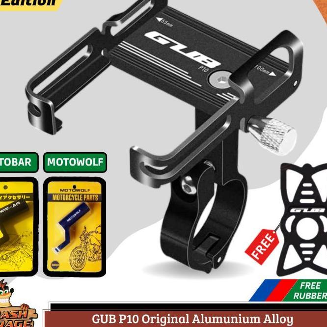 Holder Gub P10 Phone Holder Hp Sepeda Motor Gub Alumunium Alloy Tempat Hp Dudukan Hp Sepeda Motor Gu
