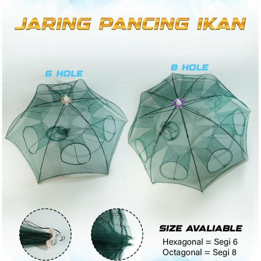 Perangkap Ikan Udang Bubu Payung 6 Lubang 8 Lubang