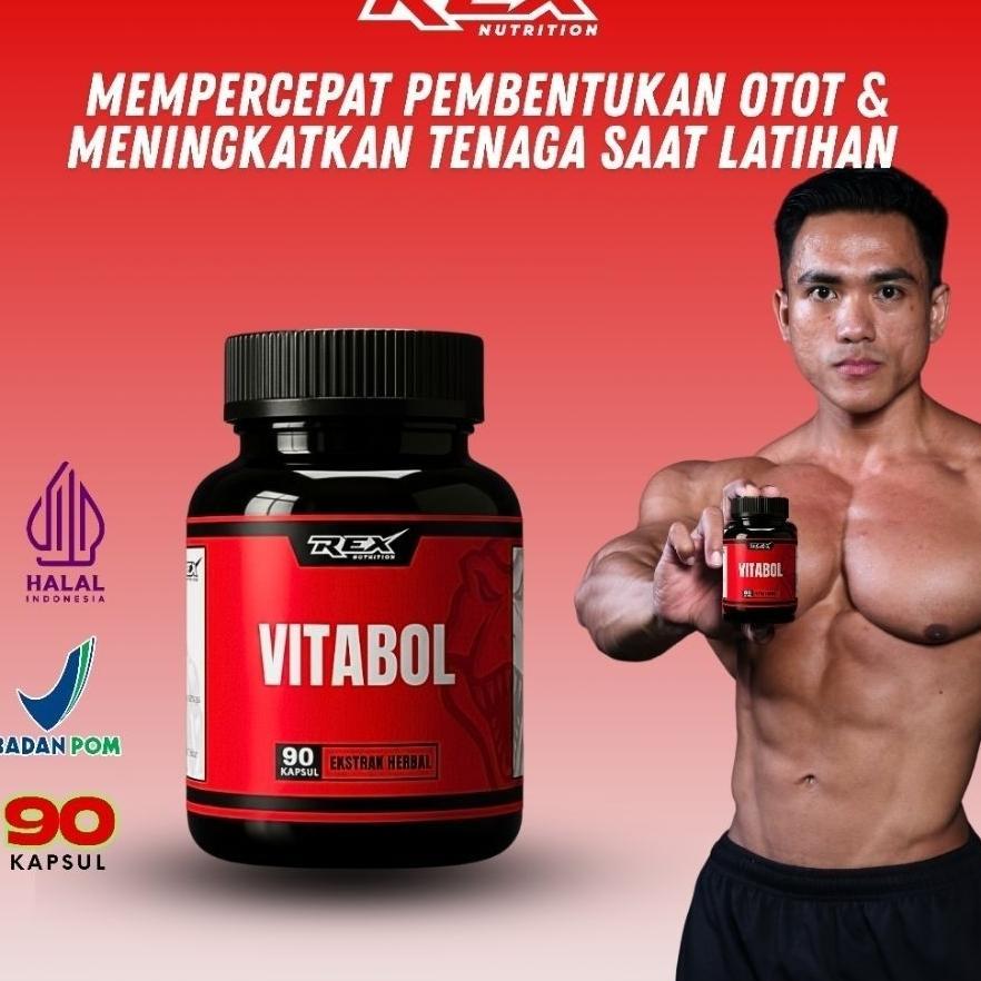 Vitabol 90 Kapsul Suplemen Pembentuk Otot | Suplemen Fitness Stamina Pria Testosteron Booster Bpom
