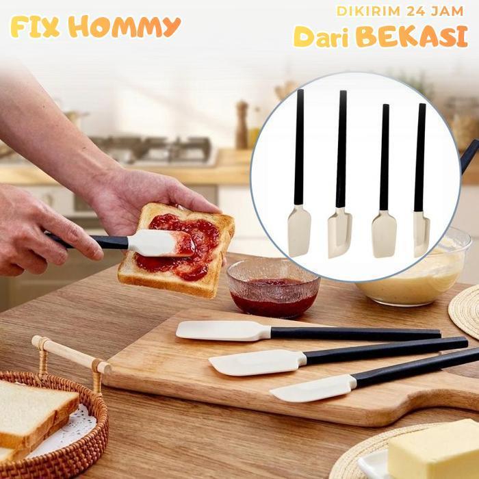 FXMY 4pcs Set Silicone Spatula Heat Resistant Cream Scraper Spatula Kue Gagang Panjang