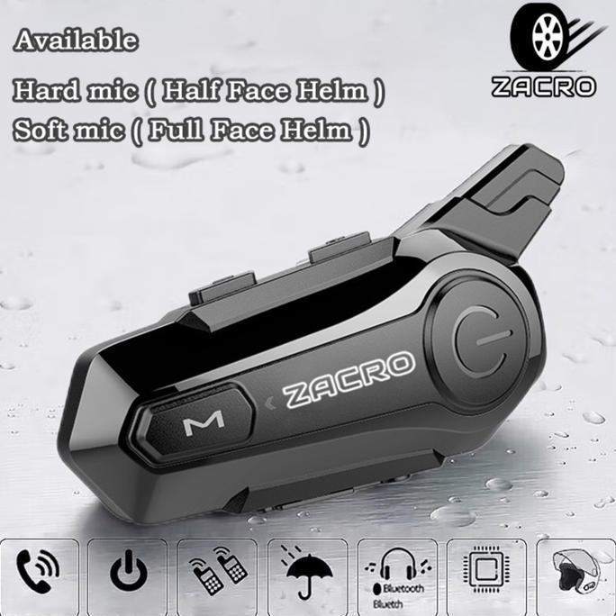 ZACRO E1 Intercom helm Bluetooth 5.0 FM Radio intercom dua arah
